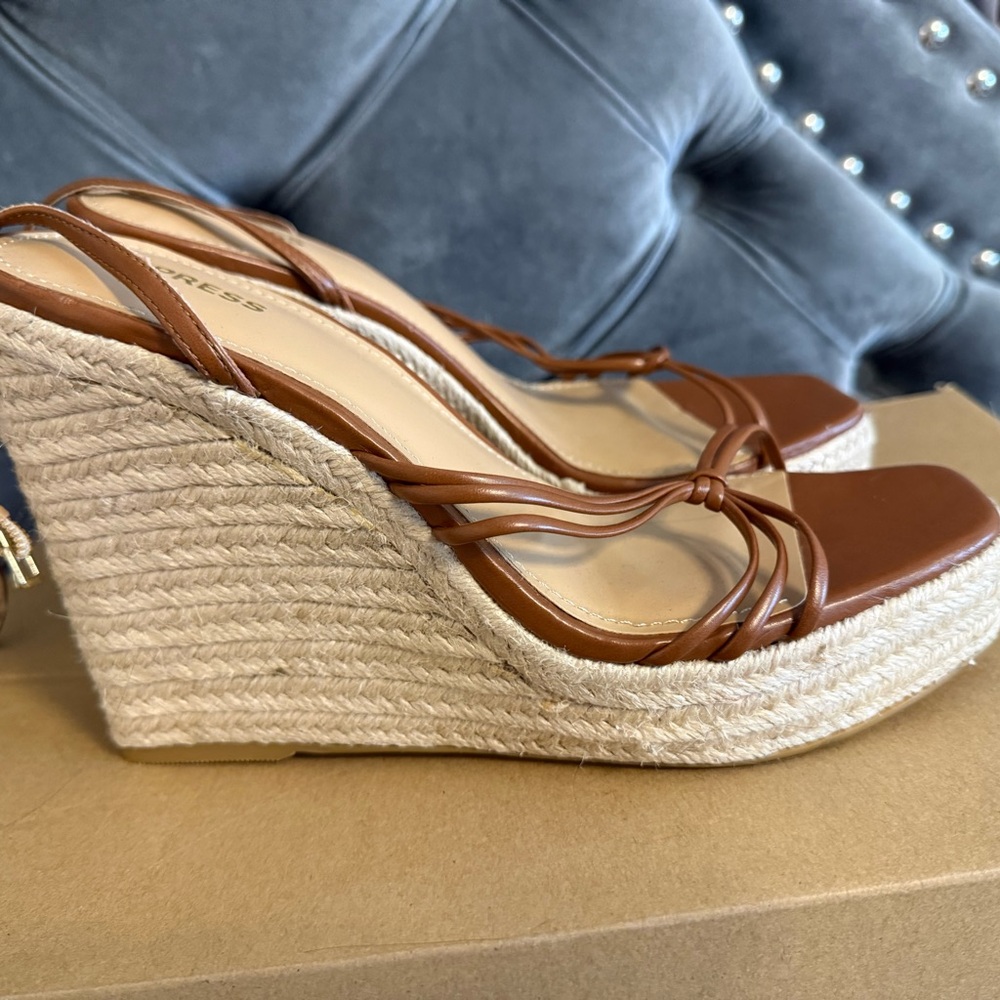Express Tan Wedge Sandals